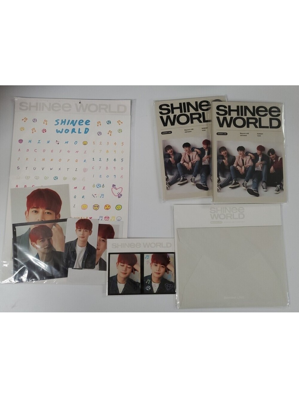 Official Shinee World Set Of 5 Postcards Books, Ticket Set Deco, Stickers, Photo